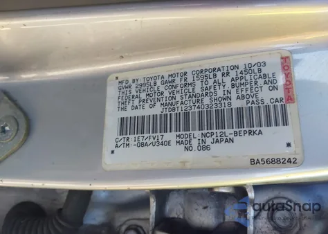 2004 Toyota Echo z USA, uszkodzony, nr VIN JTDBT123740323318